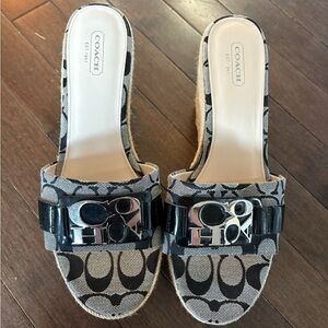 Coach Black and Cream Platform Shoes with Signature Style size 9.5